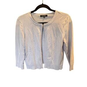 525 America Womens Light Blue Lavender Crop Cardigan Sweater  Size M
